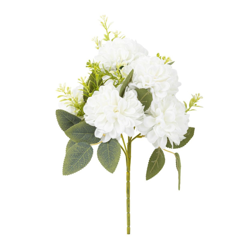 Bouquet de 5 Œillets Blanc et Feuillage