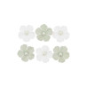 6 Fleurs Papier Vert de Gris et Perles N