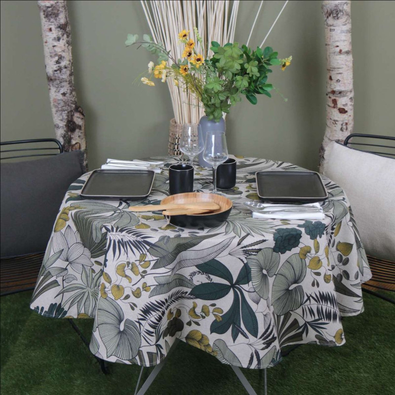 Nappe LOMBOK EMERAUDE enduite 155CM ROND