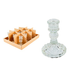 Bougeoir Classique sur Pied en Verre Transparent