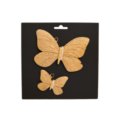 Lot de 2 Décos Murales Papillons Dorés
