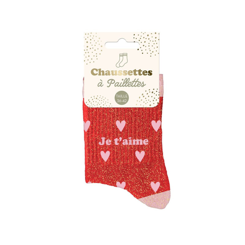 CHAUSSETTES PAILL. CŒURS JE T AIME