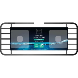Panier de Douche Aluminium Noir - Fixation Adhésive - Douceur d'Intérieur