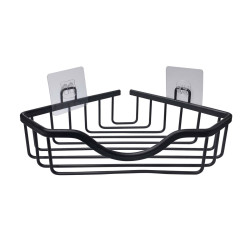 Panier d'Angle de Douche Aluminium Noir - Fixation Adhésive - Douceur d'Intérieur
