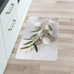 Tapis d'Intérieur Corfou 45x75 cm - Imprimé Galets et Olivier