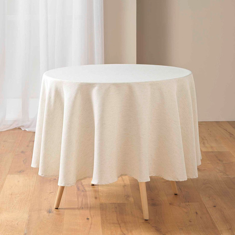 Nappe Ronde Pauline Écru Ø180 cm - Effet Lin 8/10 Couverts Nappe Ronde Pauline Écru Ø180 cm - Effet Lin 8/10 Couverts