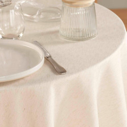 Nappe Ronde Pauline Écru Ø180 cm - Effet Lin 8/10 Couverts