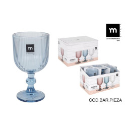 Verre à Pied Sonella Bleu 360cc - Design Ciselé 16,5cm