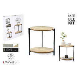 TABLE A CAFE RONDE NOIR/BOIS D40CM H42
