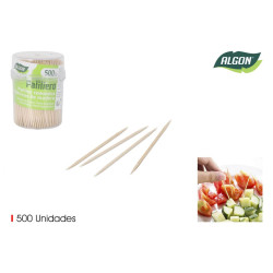 Set de 500 Cure-Dents en Bois avec Pot Distributeur Transparent