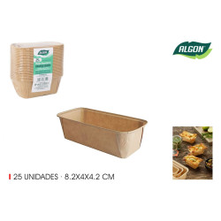 Set de 25 Moules Rectangulaires en Papier 8,2x4x4,2cm - Algon