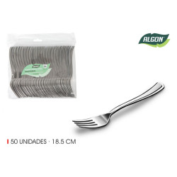 Set de 50 Fourchettes Plastique Argent 18,5cm - Algon Réutilisable