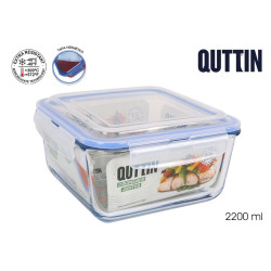Grande Boîte Hermétique Carrée en Verre 2,2L - Quttin 20x20cm