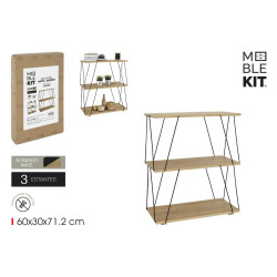 Étagère 3 Niveaux Métal Noir et Bois - 60 x 30 x 71,2 cm | Moblekit