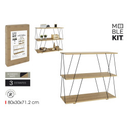 Étagère 3 Niveaux Métal Noir et Bois - 80 x 30 x 71,2 cm | Moblekit
