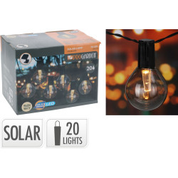 Guirlande Solaire 20 LED Globes Fumés Blanc Chaud 570 cm | ProGarden