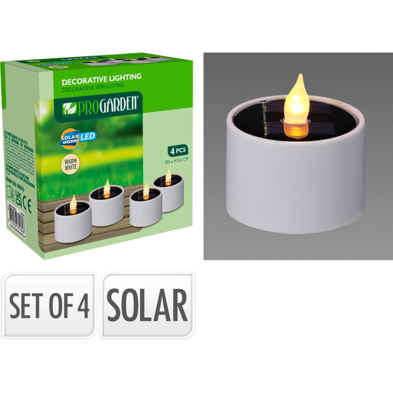 Set de 4 Bougies Chauffe-Plat LED à Piles | Effet Flamme