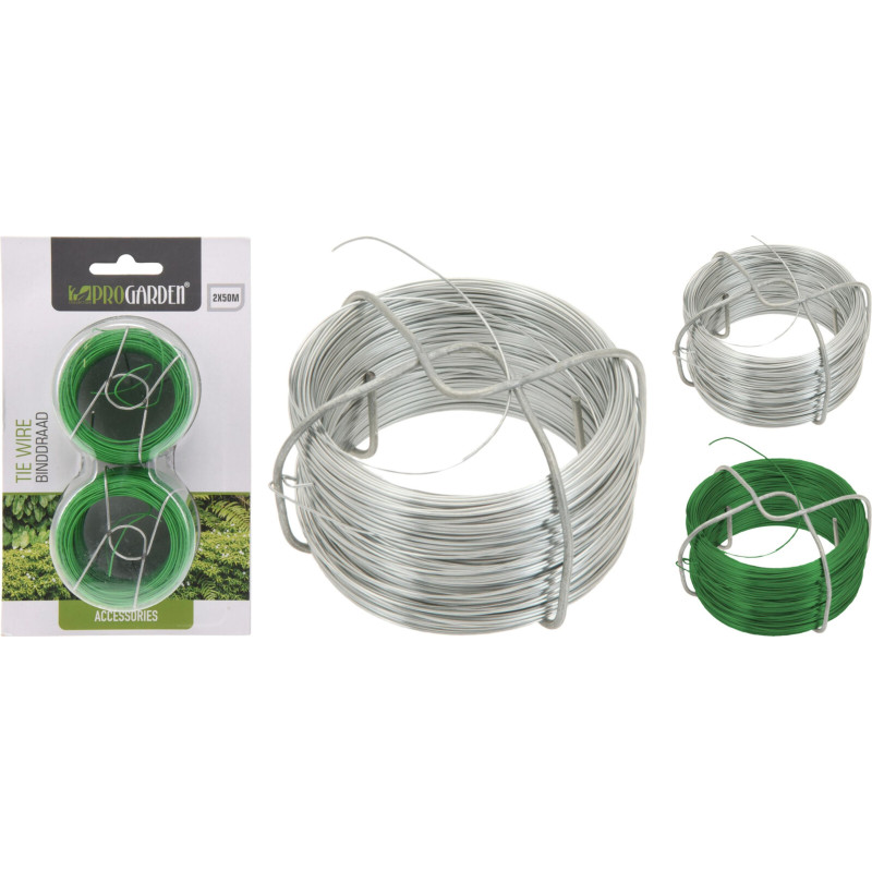 Lot de 2 Fils de Fer de Jardin 50m avec Coupe-Fil | ProGarden Lot de 2 Fils de Fer de Jardin 50m avec Coupe-Fil | ProGarden