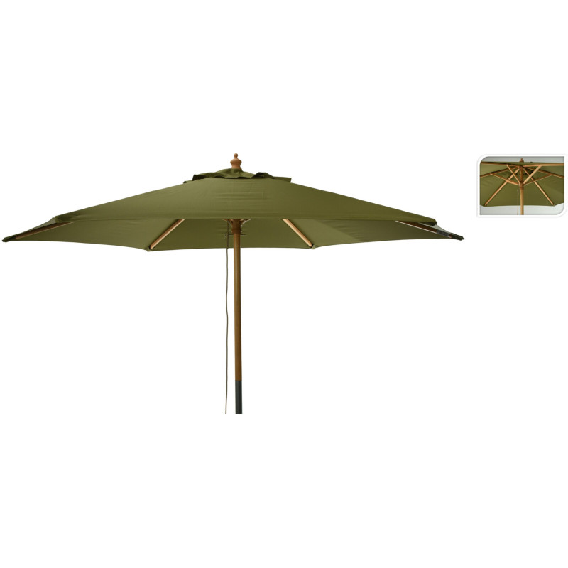 Parasol DROIT en bois D2,5m Kaki
