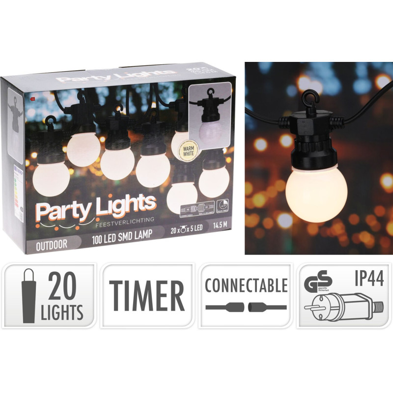 Guirlande Guinguette Extérieure 20 LED Blanc Chaud - 14.5m Guirlande Guinguette Extérieure 20 LED Blanc Chaud - 14.5m
