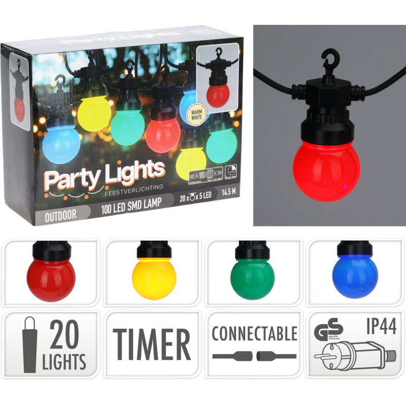 Guirlande Guinguette Extérieure 20 LED G50 Multicolore - 14,5m Guirlande Guinguette Extérieure 20 LED G50 Multicolore - 14,5m