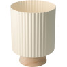 Cache-Pot Côtelé Écru sur Pied en Bois Ø 18 cm Cache-Pot Côtelé Écru sur Pied en Bois Ø 18 cm