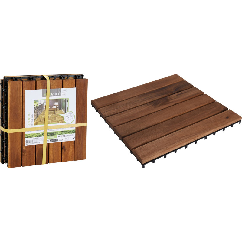 Lot de 4 Dalles de Terrasse Clipsables Acacia 30x30 cm | ProGarden Lot de 4 Dalles de Terrasse Clipsables Acacia 30x30 cm | ProGarden