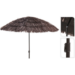 Parasol de Plage Effet Raphia Chocolat Ø 160 cm
