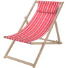 Chilienne Pliante en Hêtre et Tissu Rayé Rouge