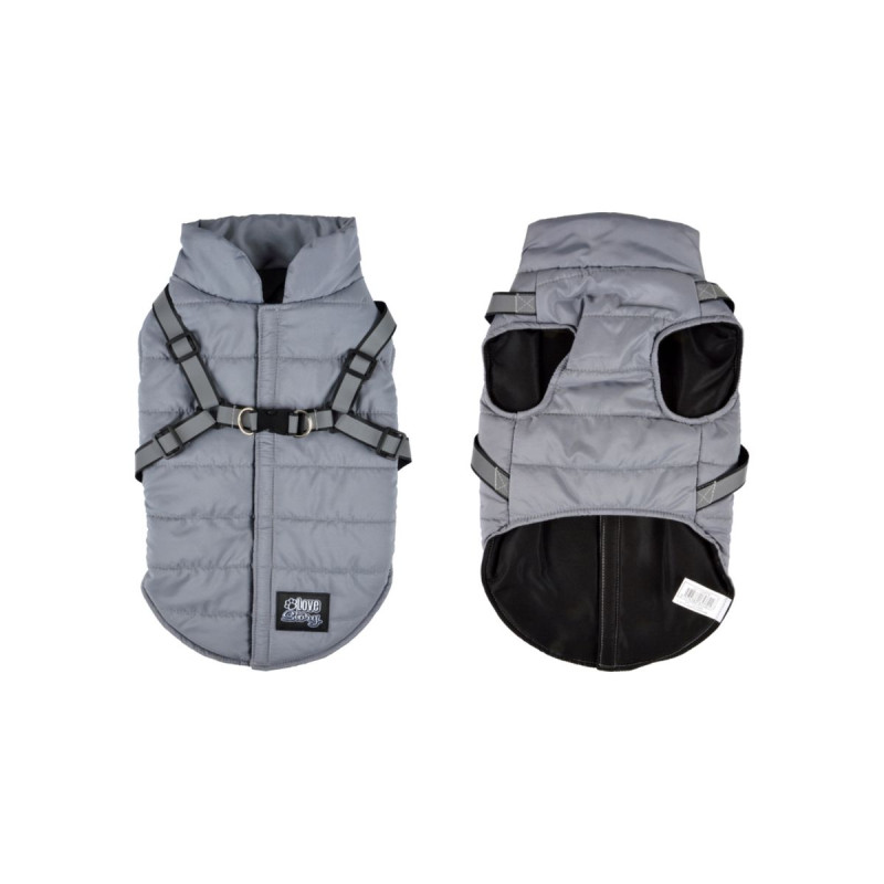 DOUDOUNE + HARNAIS REFLE S/25CM GRIS ET