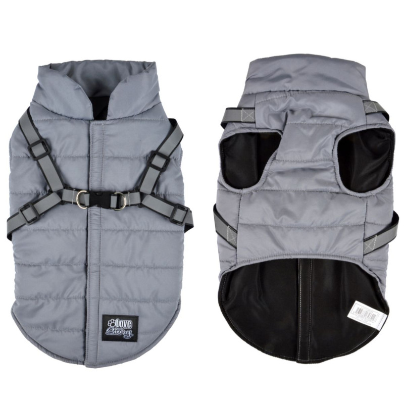 DOUDOUNE + HARNAIS REFLE L/45CM GRIS ET