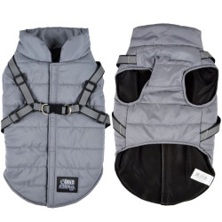 Doudoune Chien XL Grise 55 cm | Harnais Réfléchissant & Zip