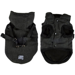 MANTEAU TWEED CAPUCHE XL/55CM ANTHRA ET