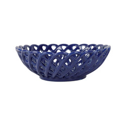 Coupe en Grès Colorea Indigo D25,5 cm | Saladier Ajouré Bleu Profond