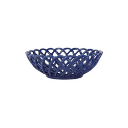 Petite Coupe en Grès Colorea Indigo D20 cm | Corbeille Ajourée Bleue