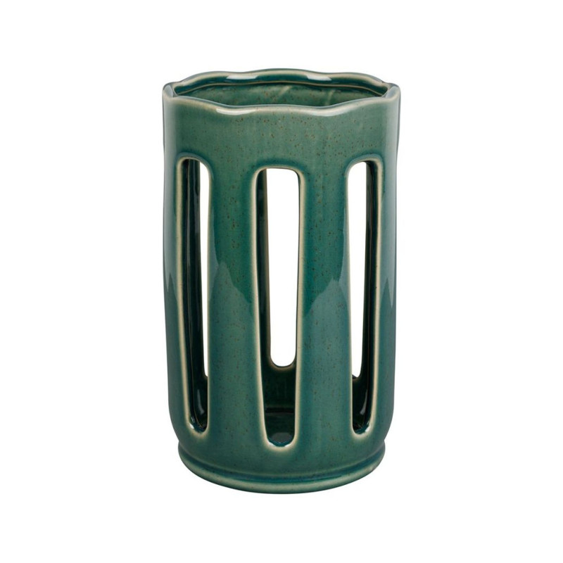 Porte-ustensiles en Grès Organic Émeraude D12 cm | Design Ajouré
