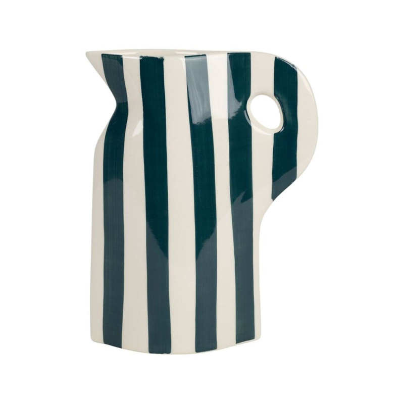 Vase Pichet Artist Vert Émeraude et Écru en Grès H24 cm Vase Pichet Artist Vert Émeraude et Écru en Grès H24 cm