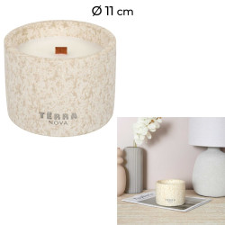 Bougie Parfumée Terra Nova en Résine Minérale Beige | H8 x D11 cm