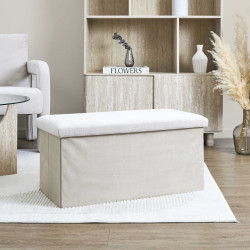 Coffre Banc Pliable Emilia Beige 76x38x38 cm