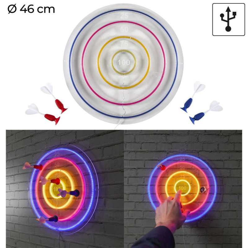 Lampe Murale LED Effet Néon Cible | Déco Murale USB 46 cm Lampe Murale LED Effet Néon Cible | Déco Murale USB 46 cm