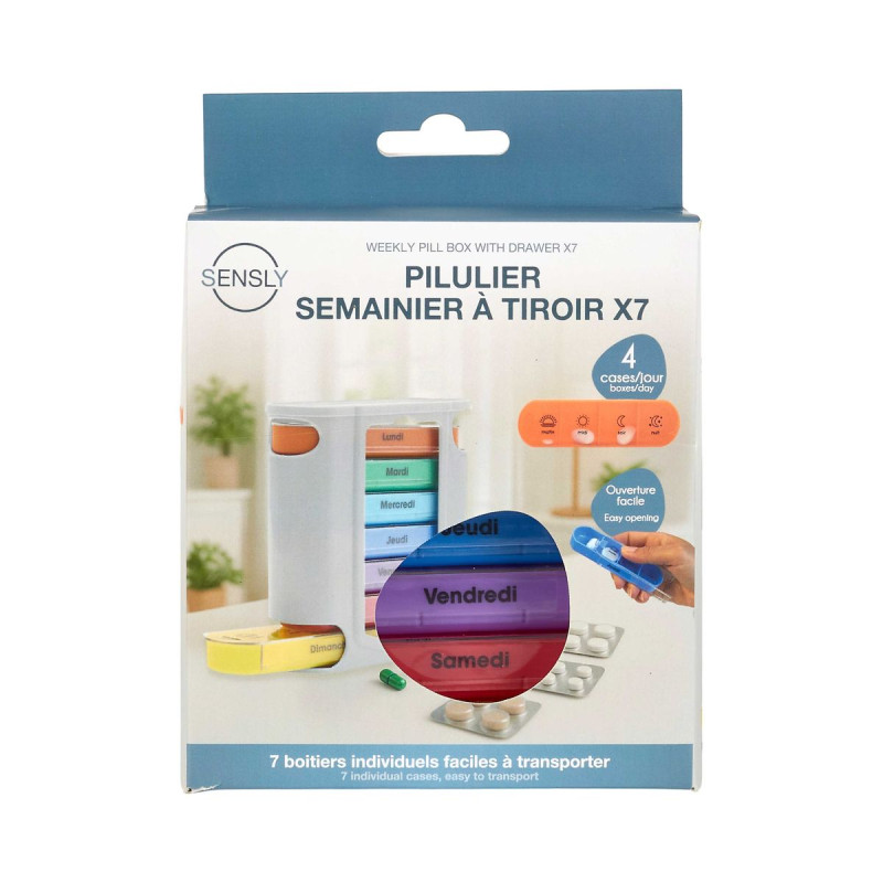 PILULIER HEBDOMADAIRE A TIROIR X7