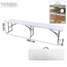 Banc de Jardin Pliable Réception 180 cm - Blanc et Métal Gris