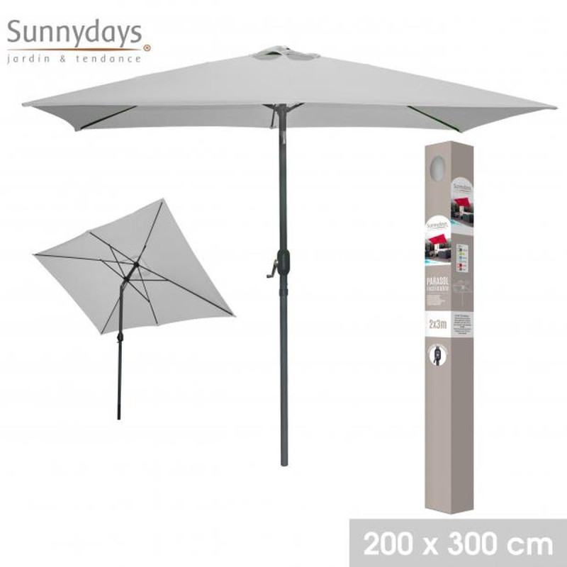 Parasol Rectangulaire Inclinable 2x3 m Gris Clair Parasol Rectangulaire Inclinable 2x3 m Gris Clair