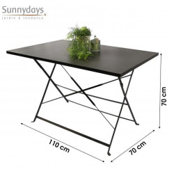 Table de Jardin Pliable Mistral - Métal Anthracite 110x70 cm