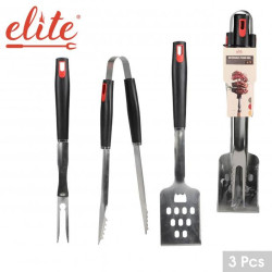 Set de 3 Ustensiles Barbecue Elite - Inox et Plastique