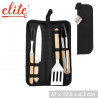 Set 4 Ustensiles Barbecue Elite avec Mallette | Inox & Bois Set 4 Ustensiles Barbecue Elite avec Mallette | Inox & Bois