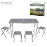 TABLE CAMPING PLI ALU GRIS + 4 TABOURET
