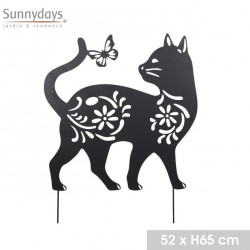 Pic de Jardin Design Chat - Métal Noir - 65 cm