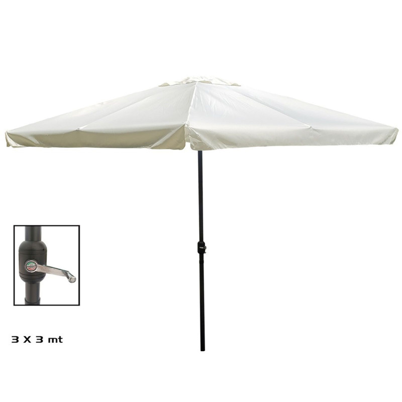 PARASOL BLANC DROIT 3M MÂT ALU.48MM AVEC