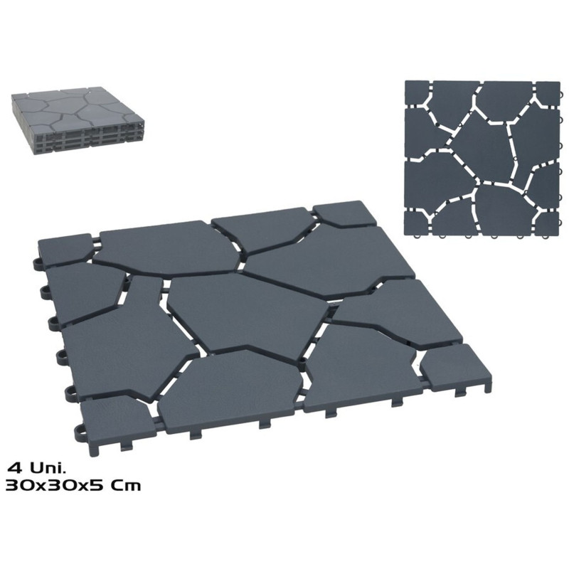 LOT DE 4 DALLES DE JARDIN, 30X30X5CM, GR